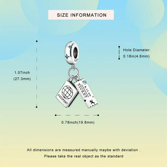 Passport & Ticket Charm Pendant (SKU #3040) - Picture 3 of 7